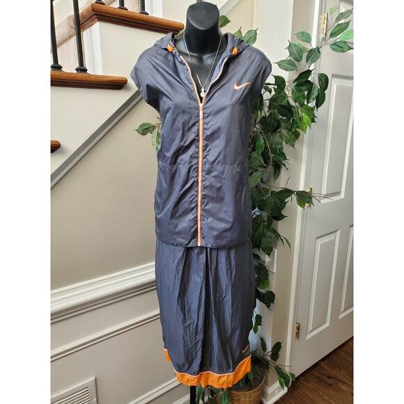 Vintage Nike Womens Blue Hooded Windbreaker Jacket & Pant 2 Pc's Track Suit XL - Picture 1 of 16